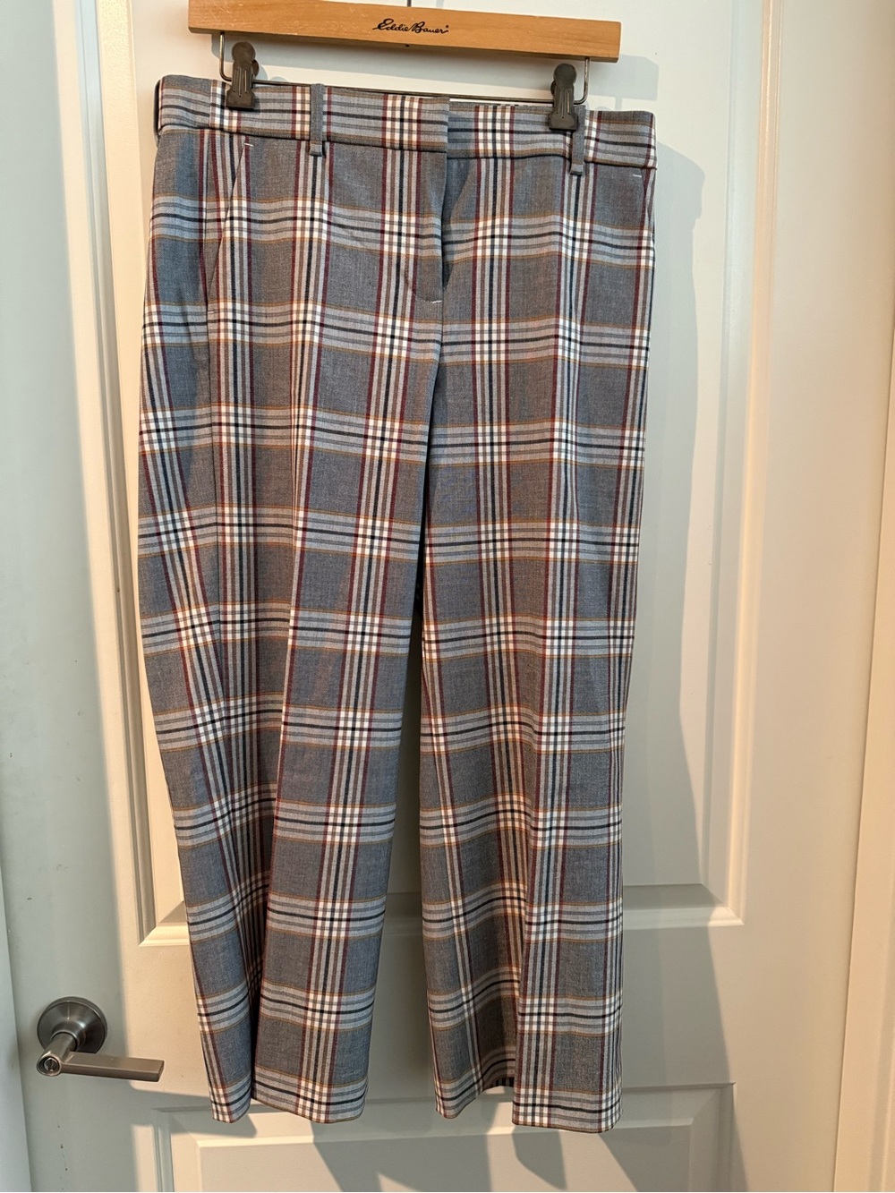 J. Crew Red and Gray Plaid Women's Trousers